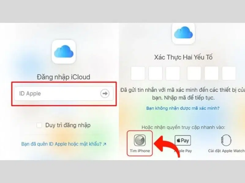 Đăng nhập tài khoản iCloud để tìm lại iPhone