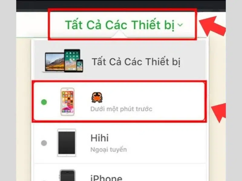 Chọn thiết bị đã mất để xem định vị