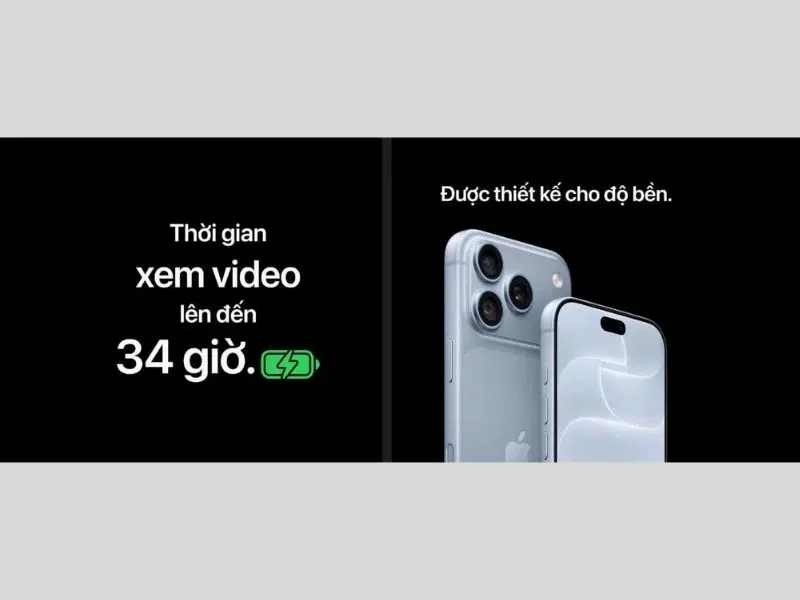 Thời lượng sử dụng kéo dài lên đến 34 giờ