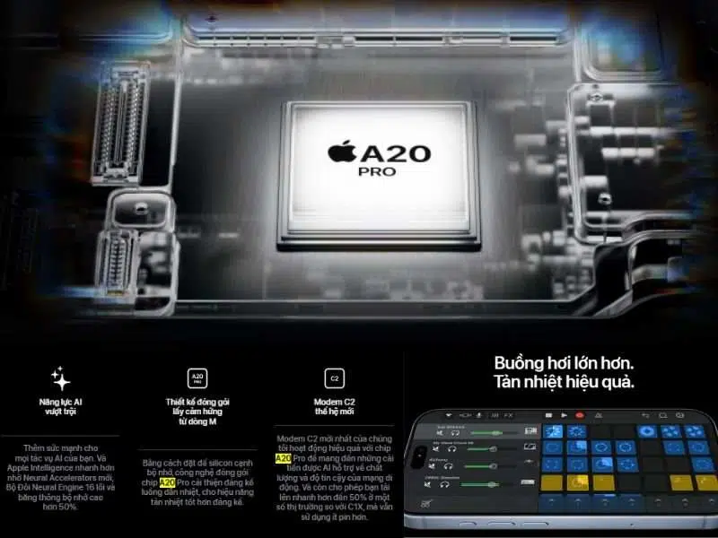 Chip A20 Pro nâng cấp trên tiến trình 2nm