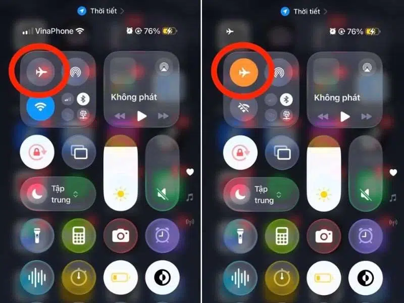 Bật tắt chế độ máy bay để khắc phục lỗi vào mạng trên iPhone