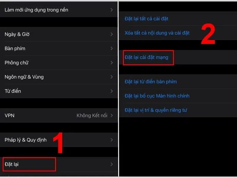 Chọn đặt lại cài đặt mạng để khắc phục lỗi