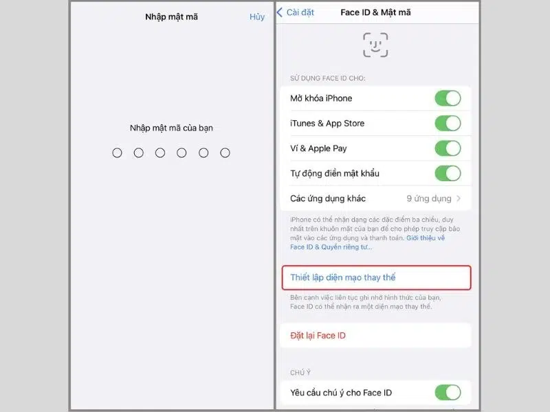 Chọn thiết lập diện mạo thay thế
