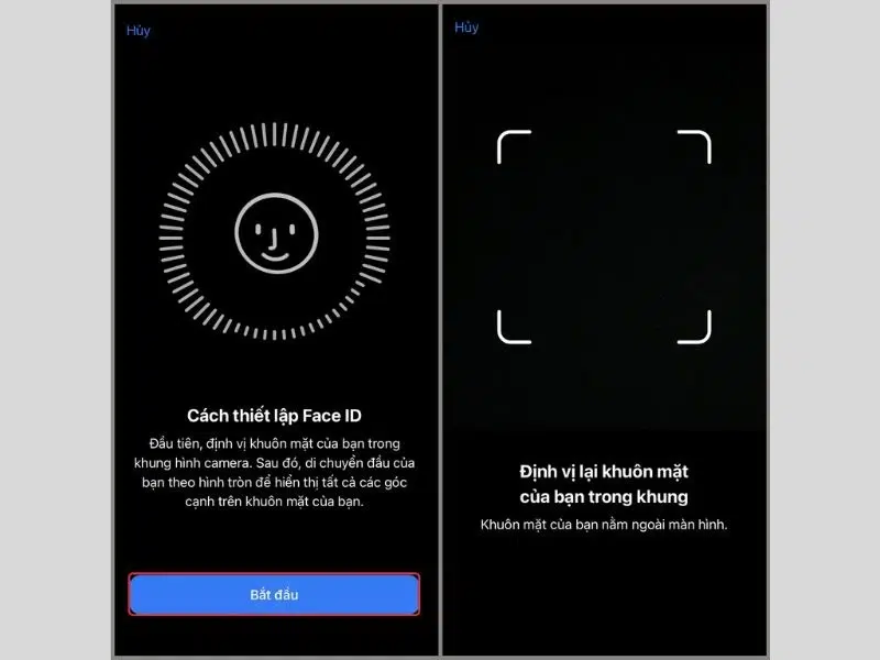 Thực hiện theo yêu cầu của quá trình thiết lập Face ID