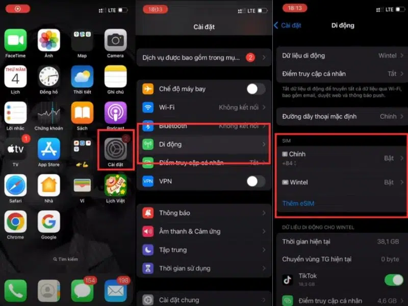 Kiểm tra trong phần cài đặt của điện thoại iPhone