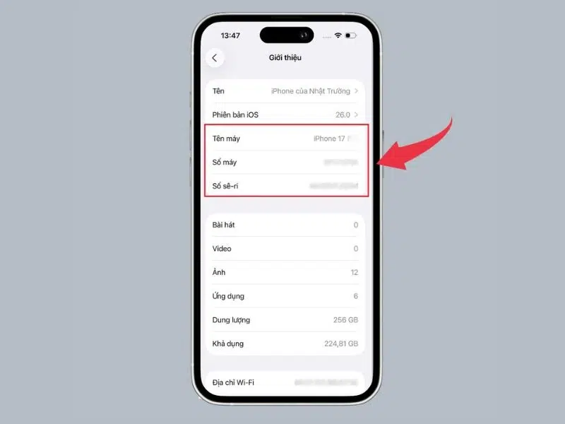 Kiểm tra Mã kiểu máy để kiểm tra iPhone 17 Pro Max có mấy SIM