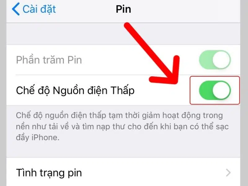 Tắt chế độ nguồn điện thấp trên Cài đặt điện thoại iPhone